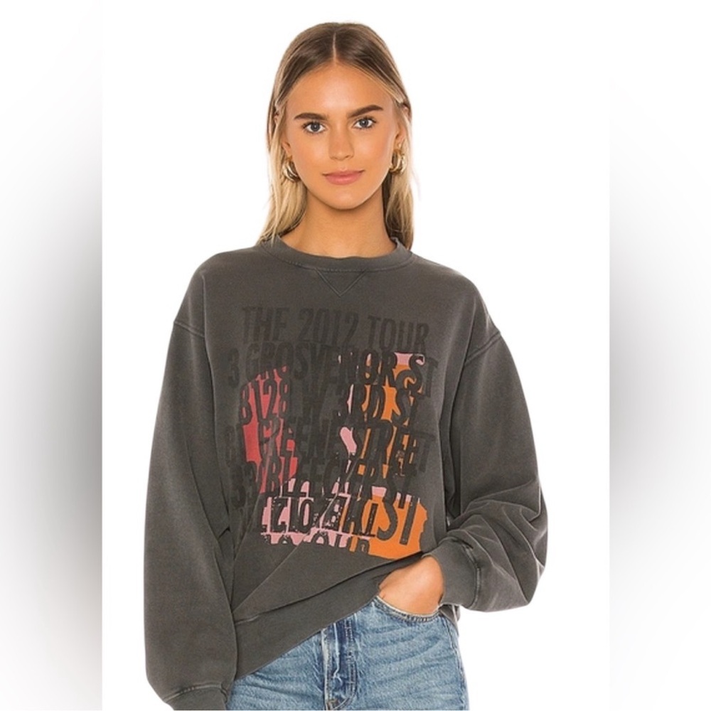 Anine Bing Ramona Street Graphic Sweatshirt Grey - Picture 2 of 10